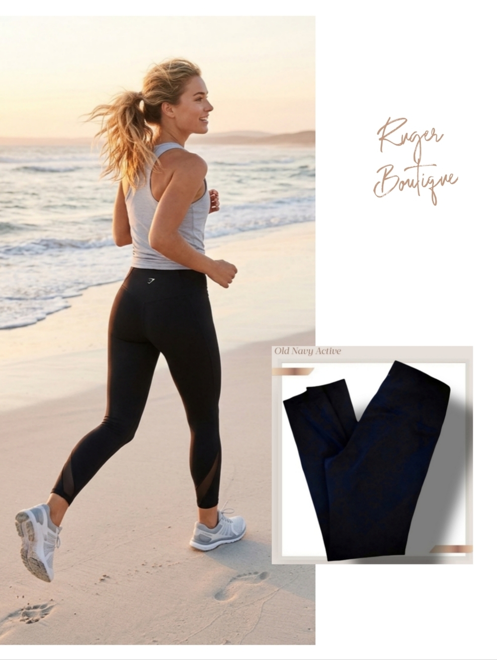 🌿Old Navy Active Women's Small Black High-Waisted Mesh Panel Leggings